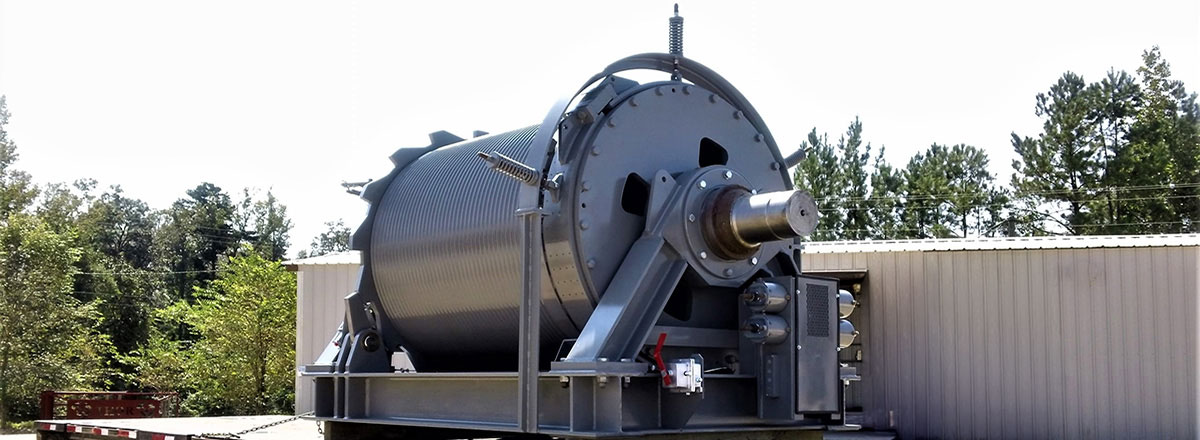Drawworks for stevedore crane.